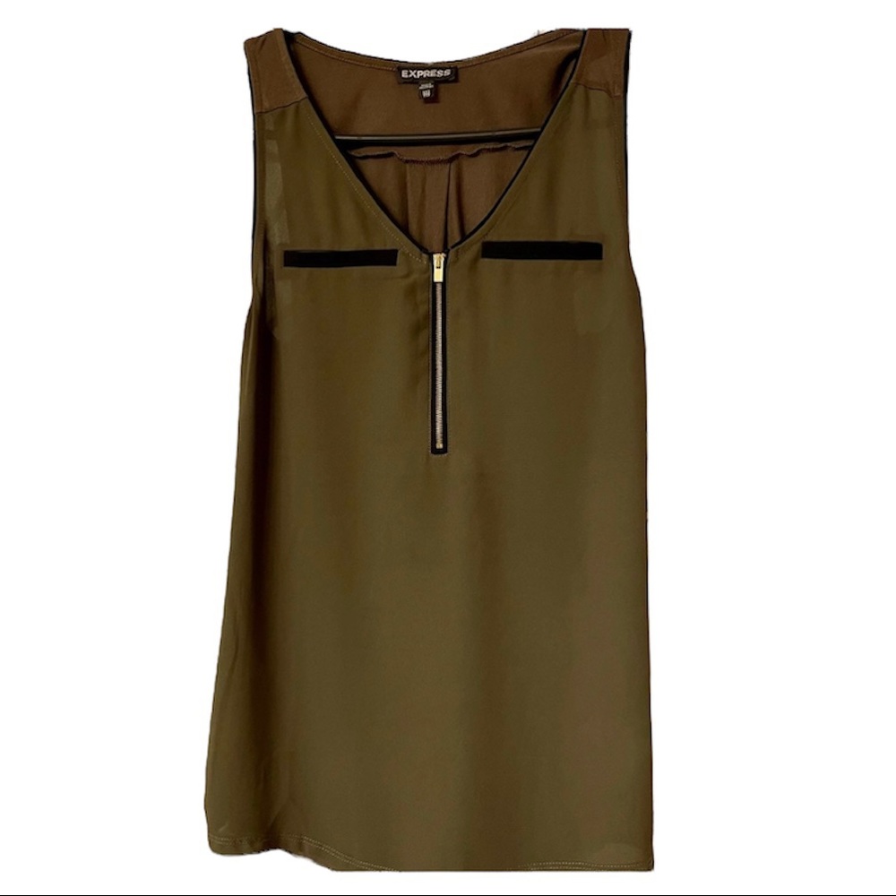 Olive with black trim Express top.